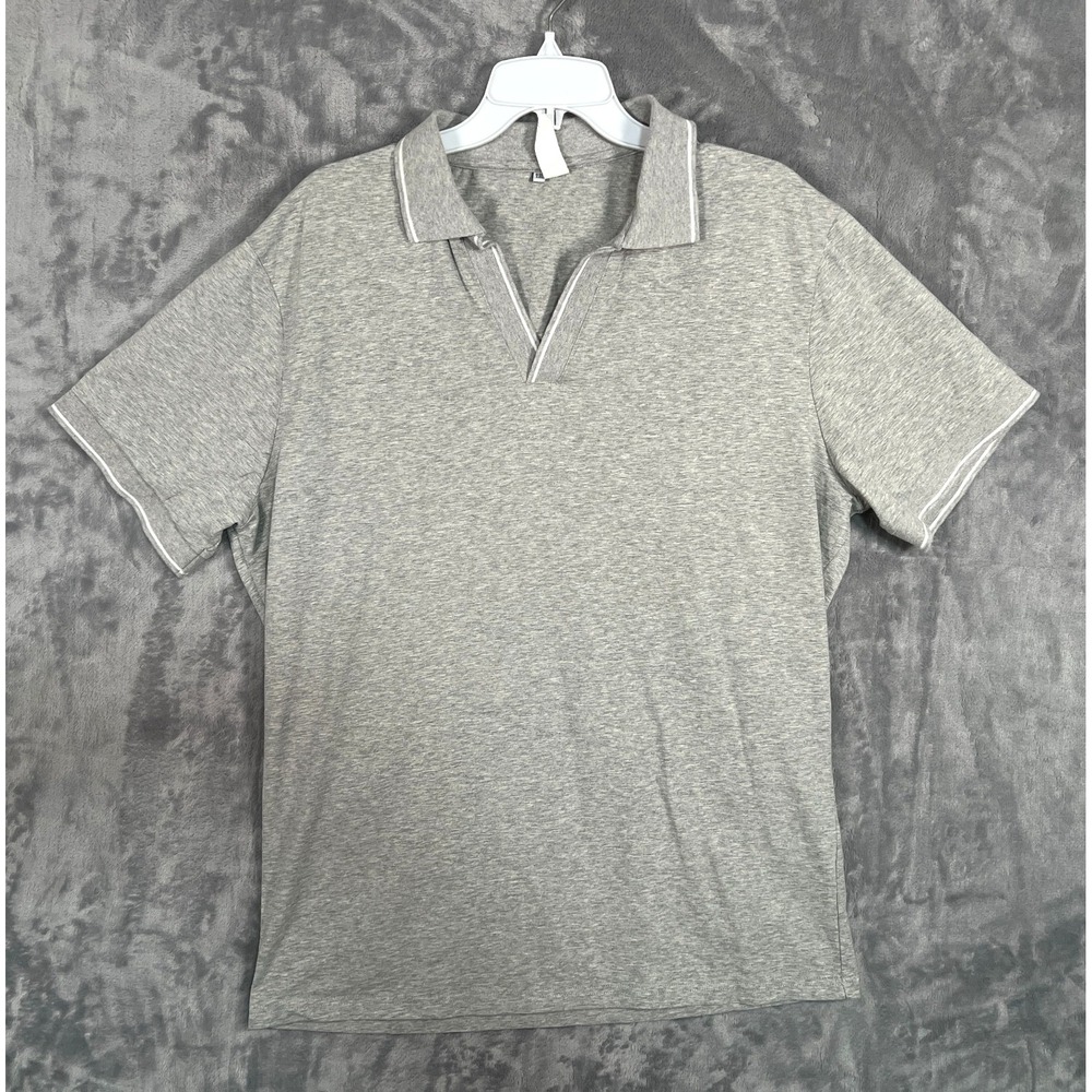 State & Liberty Polo Shirt Mens 2XL Gray V Neck Athletic Stretch Short Sleeve